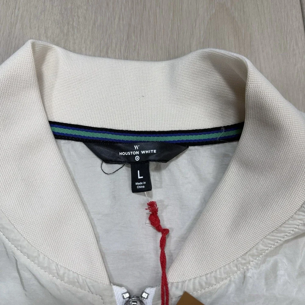 Houston White Target Mountain Print Nylon Zip Jacket Men's L 2007 Cream Green‎